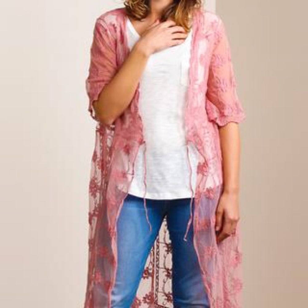 ✨ ANTIQUE CROCHET SHEER LACE DUSTER✨ - Picture 5 of 7
